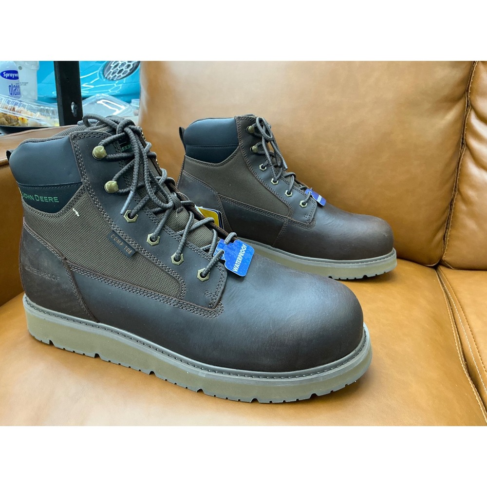 John Deere Skechers Work Boots Mens 13 Brown New Waterproof Composite Toe 256111